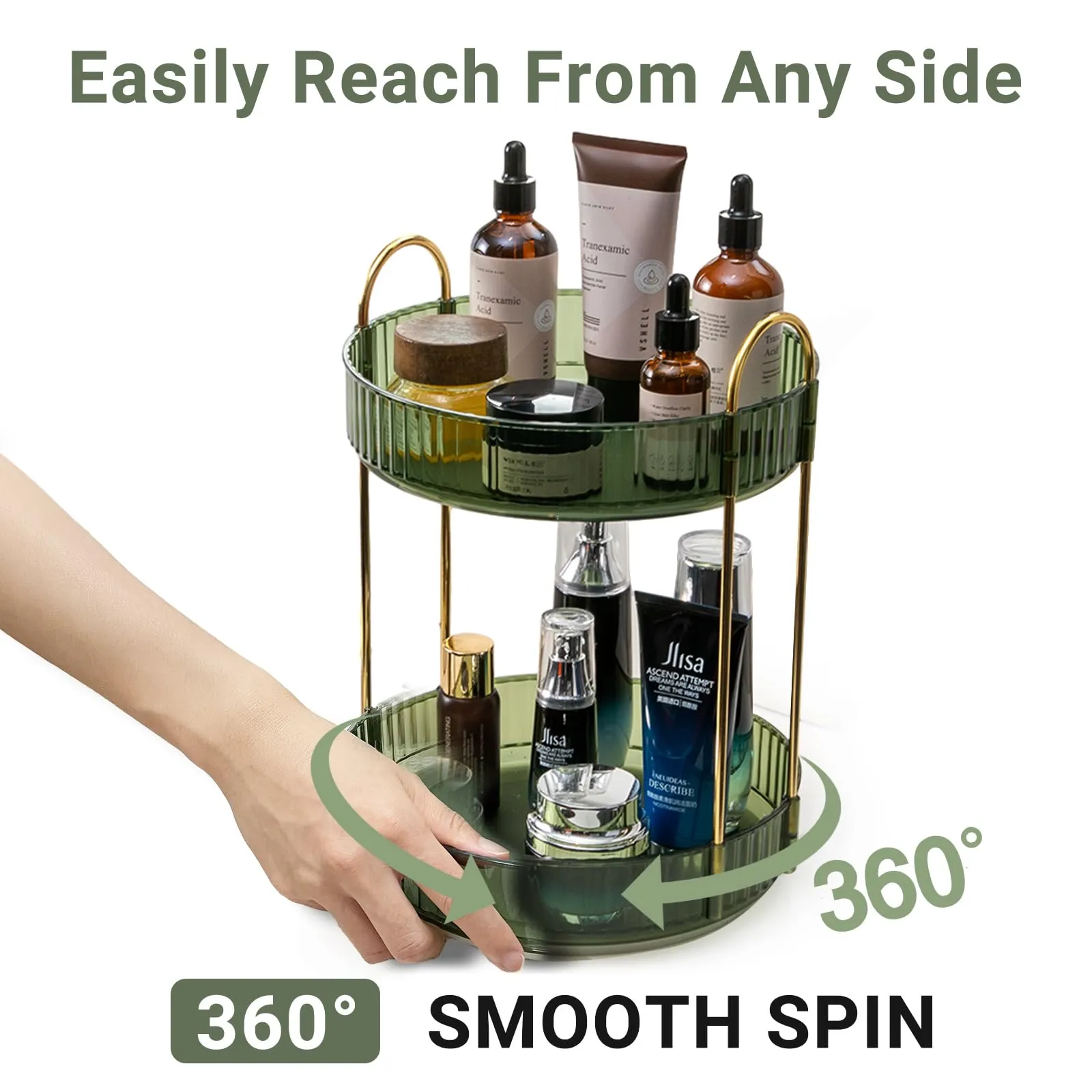 Asayuee 360 Rotating Makeup Organizer for Vanity texture