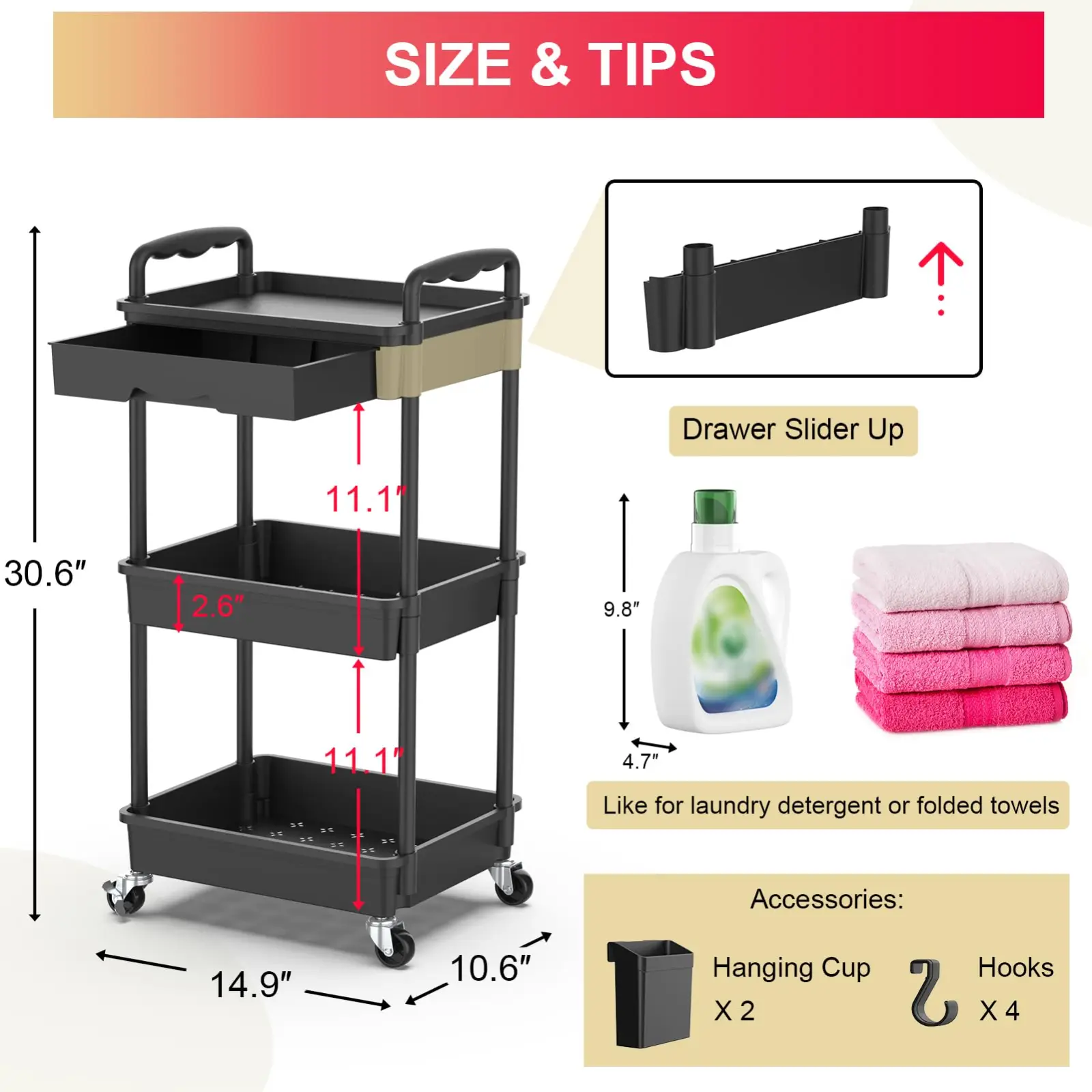 Goovilla 3 Tier Rolling Utility Cart Organizer unboxing