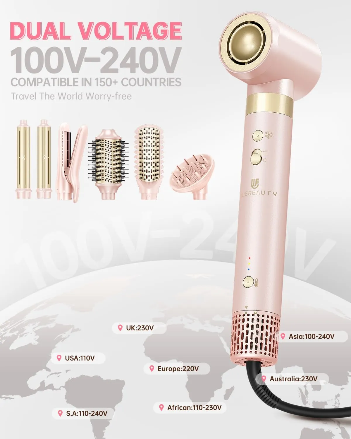 Hair Dryer Brush 8-in-1 Dual Voltage Hot Air Styler results