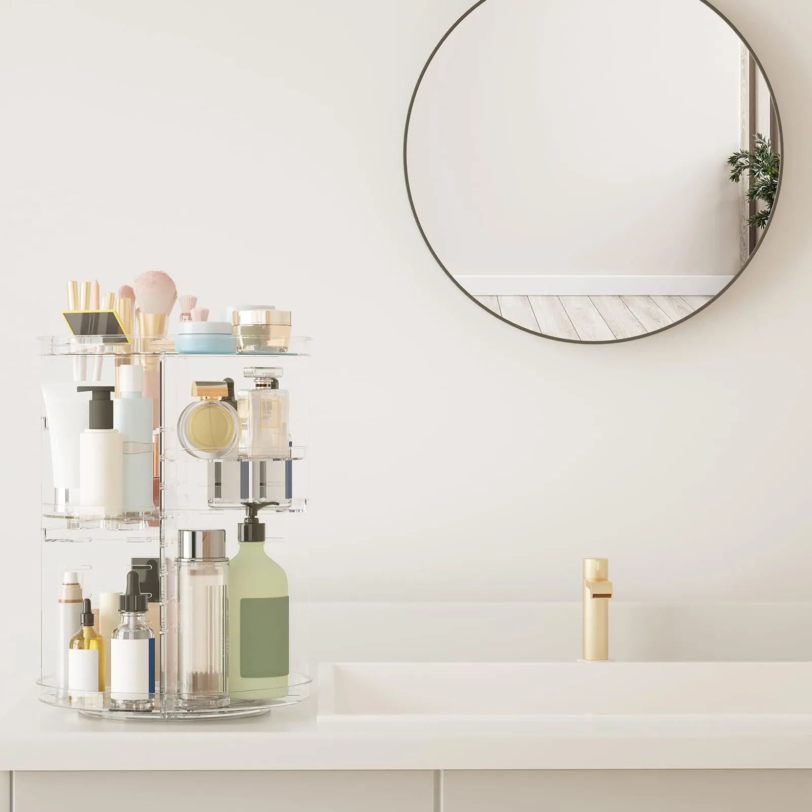 Rotating Makeup Organizer, DIY 8 Adjustable Layers detail