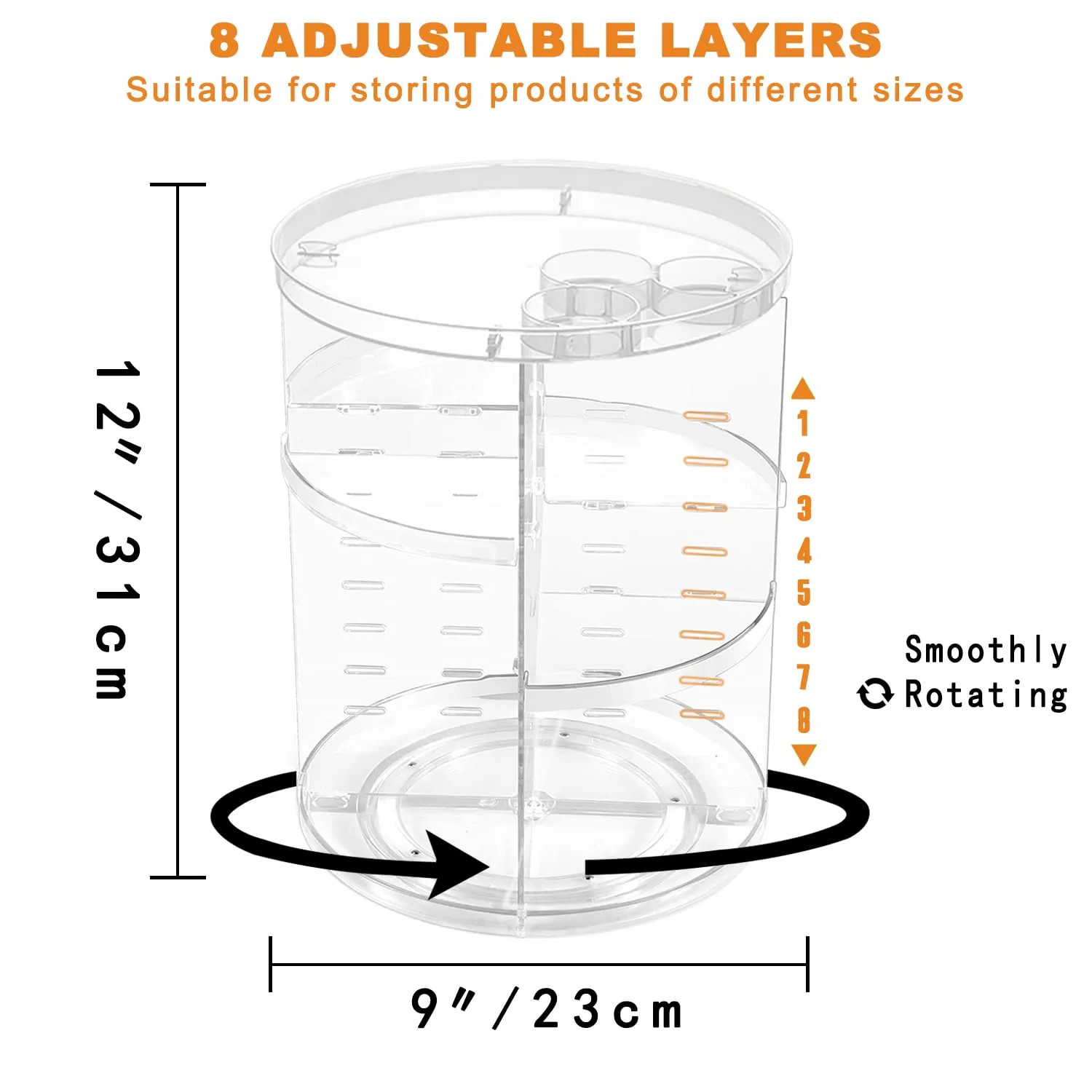 Rotating Makeup Organizer, DIY 8 Adjustable Layers showcase