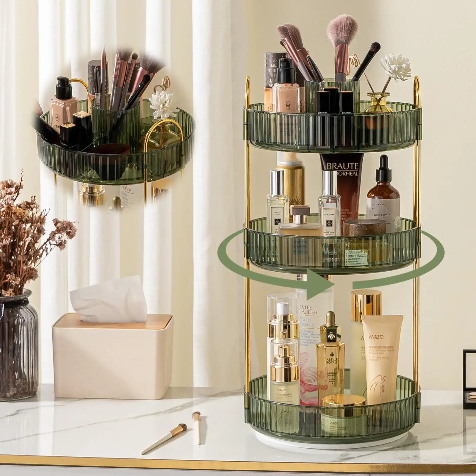 shuang qing Rotating Makeup Organizer for Vanity texture
