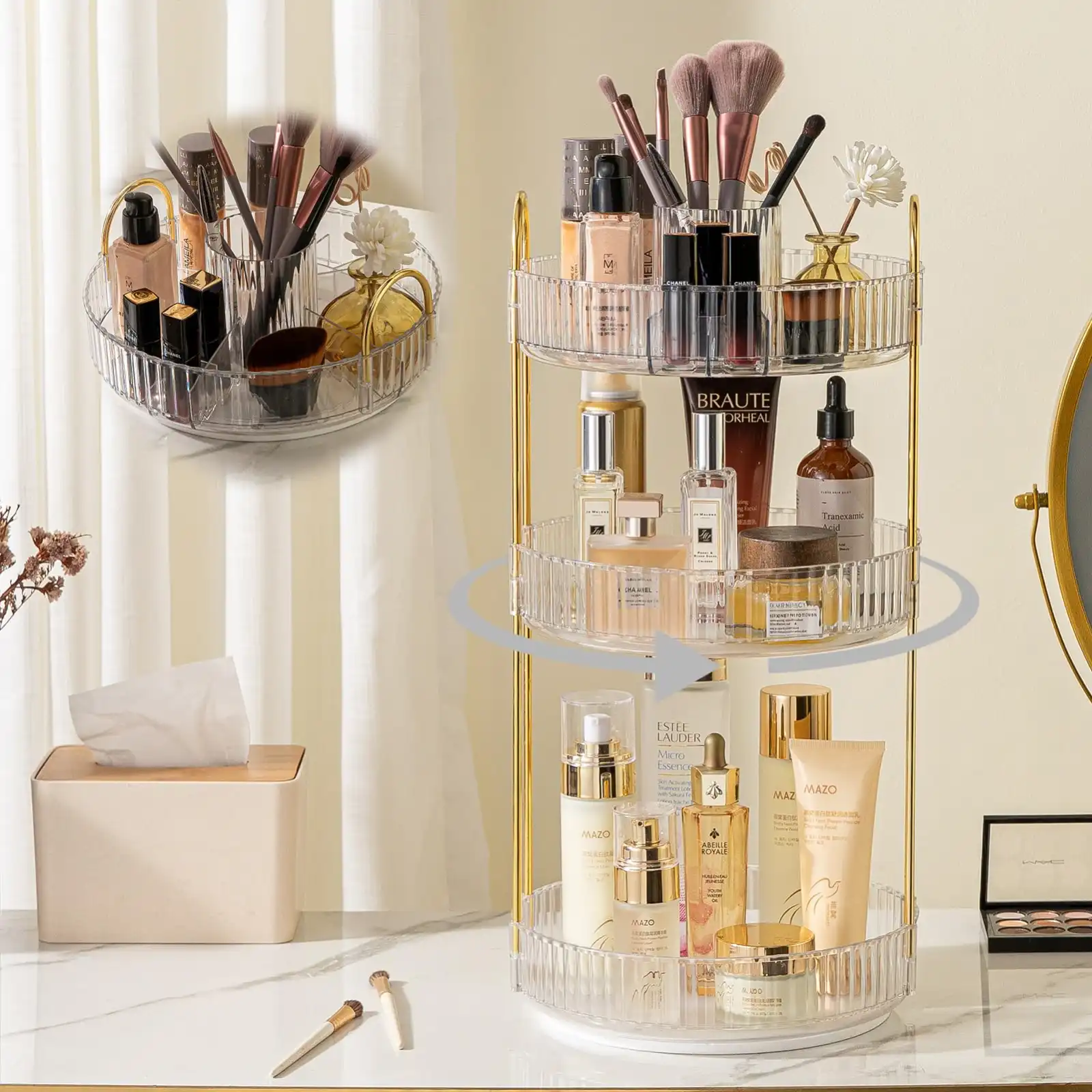 shuang qing Rotating Makeup Organizer for Vanity unboxing