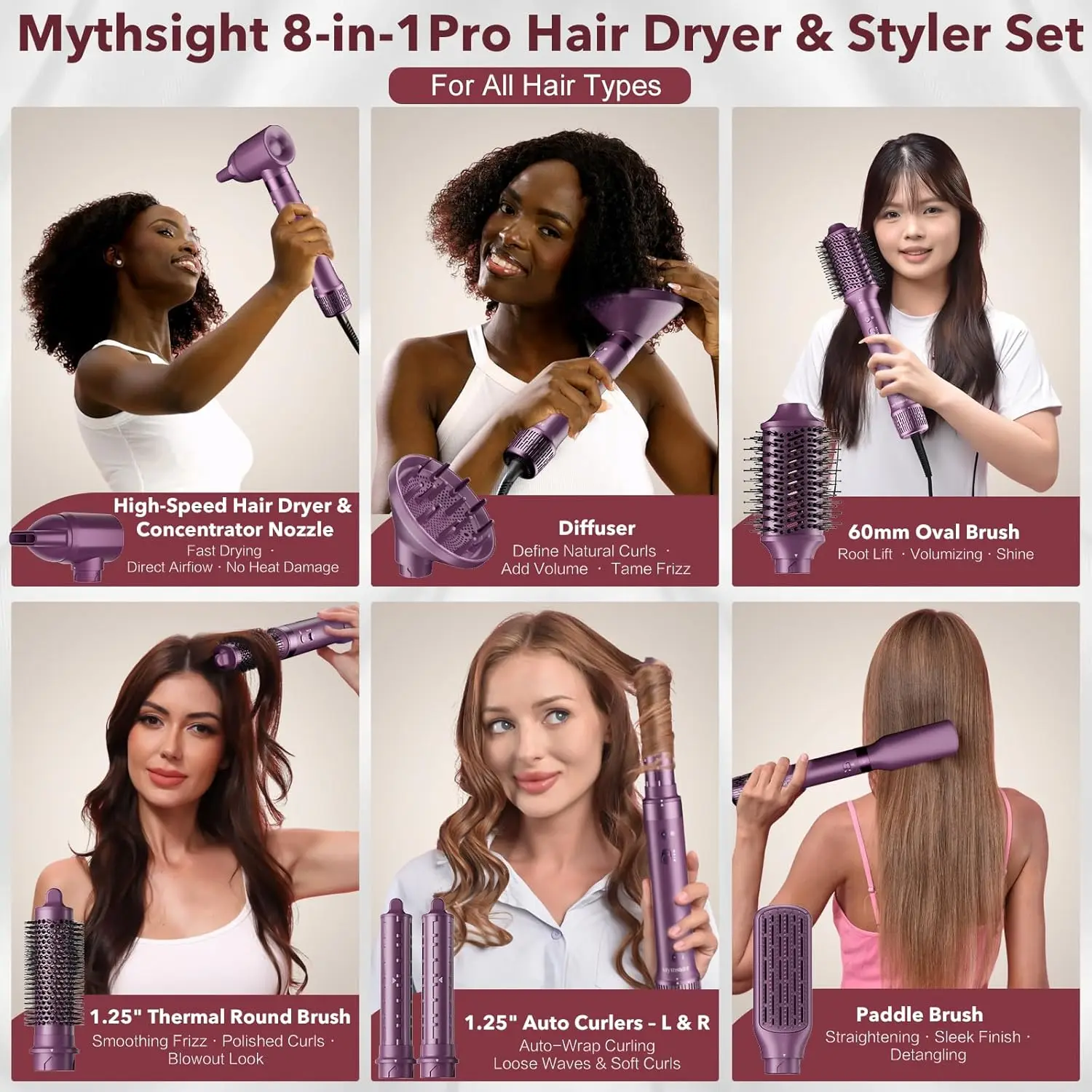 StyleVibe 8-in-1 Air Styler, Hair Dryer features