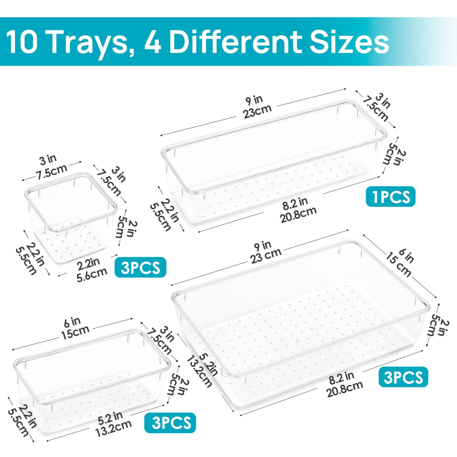 Vtopmart 10 Pcs Makeup Drawer Organizer Bins Set detail