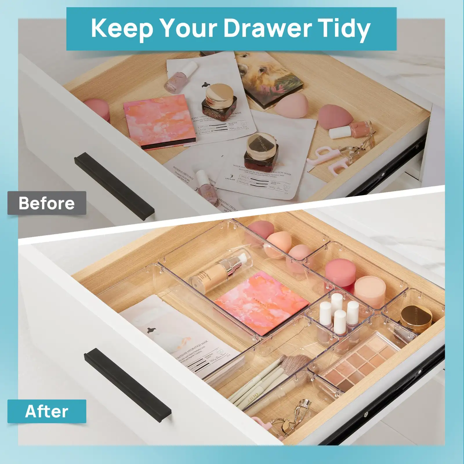 Vtopmart 10 Pcs Makeup Drawer Organizer Bins Set features