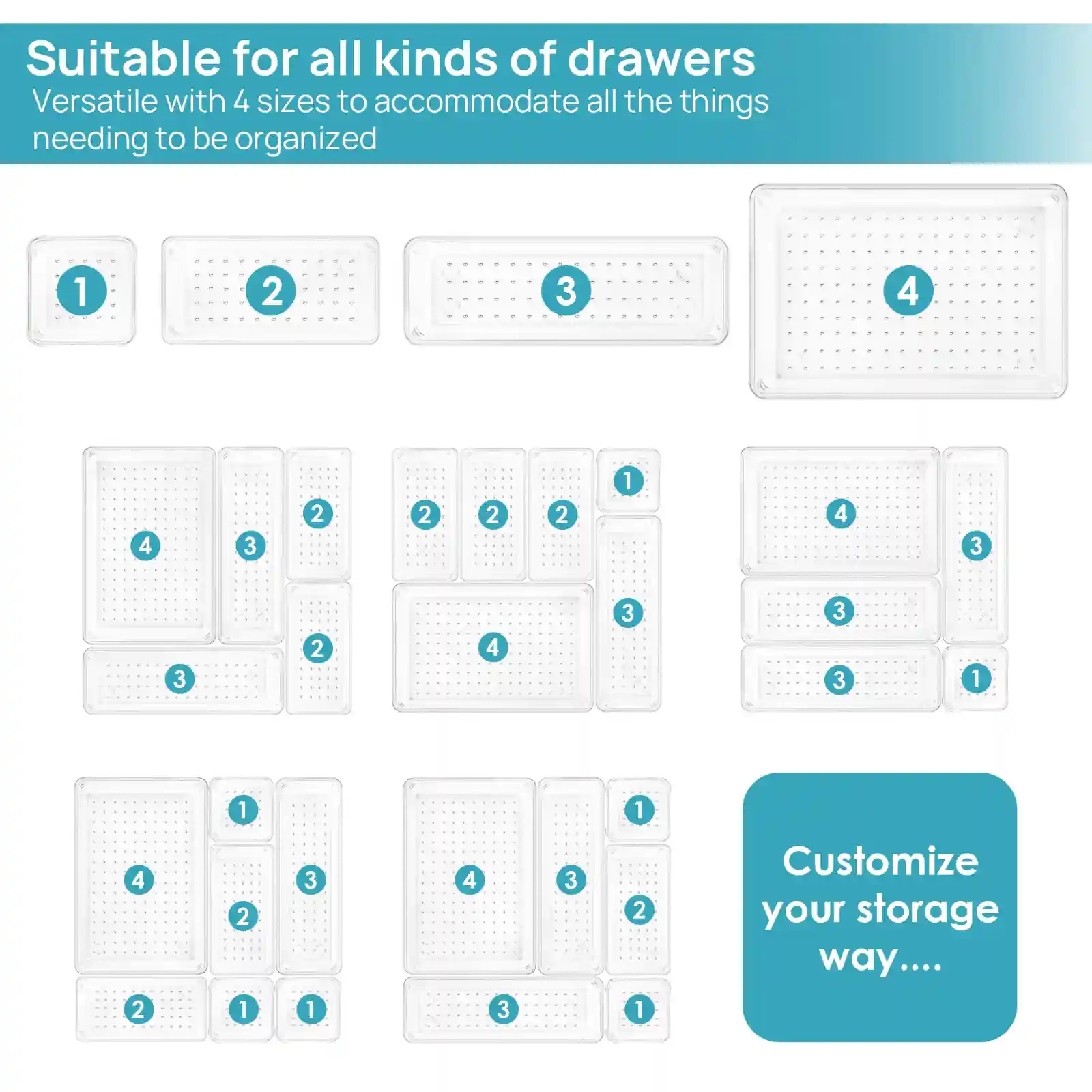 Vtopmart 25 PCS Clear Plastic Drawer Organizers results