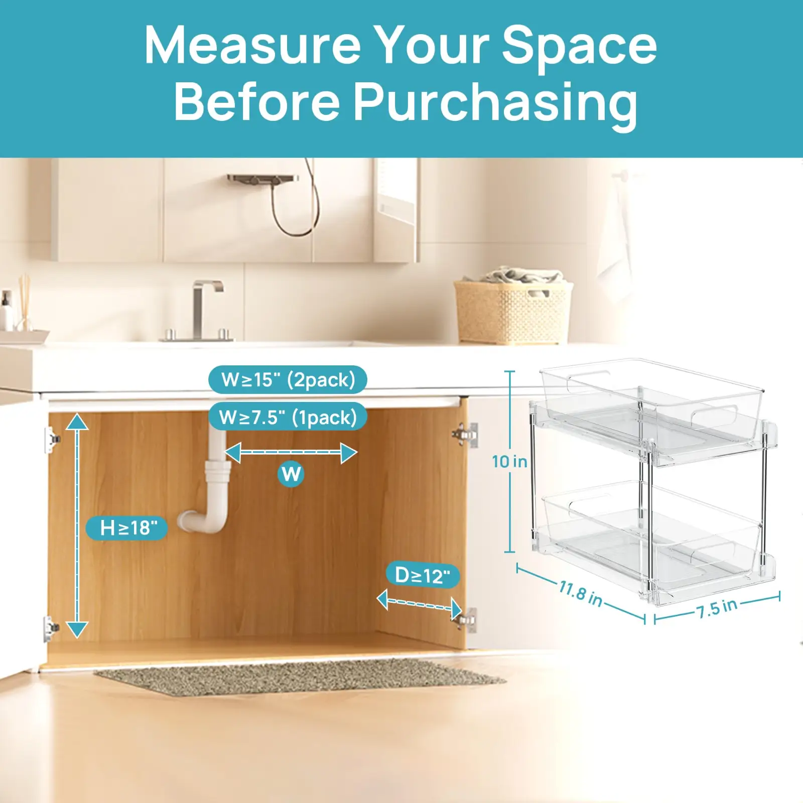 Vtopmart 4 Pack Bathroom Organizer features