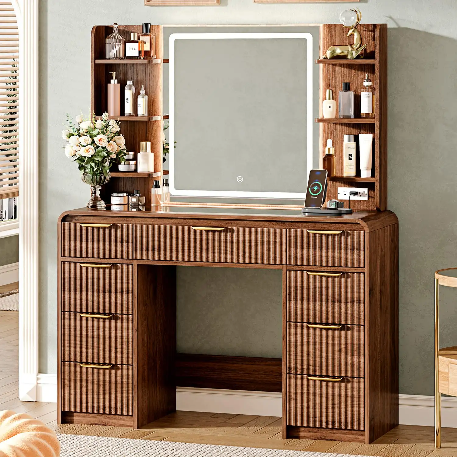 43″ Makeup Vanity Desk with Mirror and Lights&Power Outl review