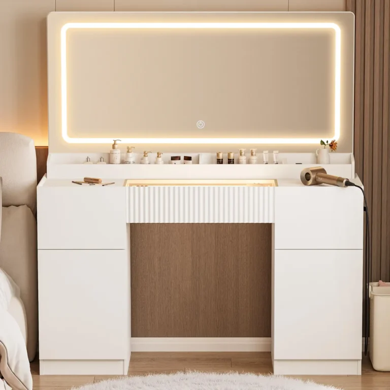 44″ Vanity Desk with Large Mirror and Lights, review