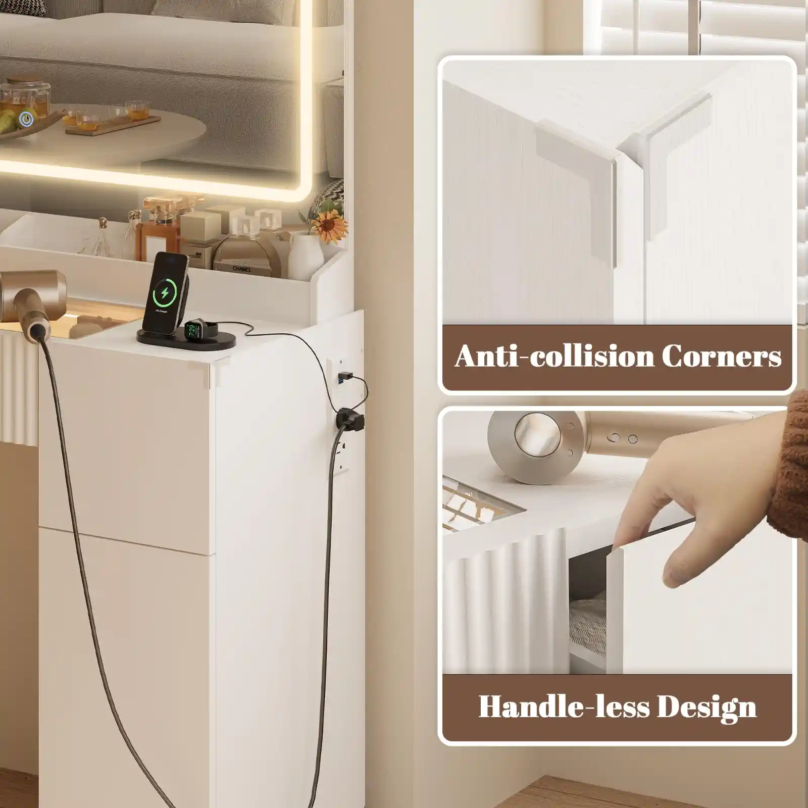 44″ Vanity Desk with Large Mirror and Lights, unboxing
