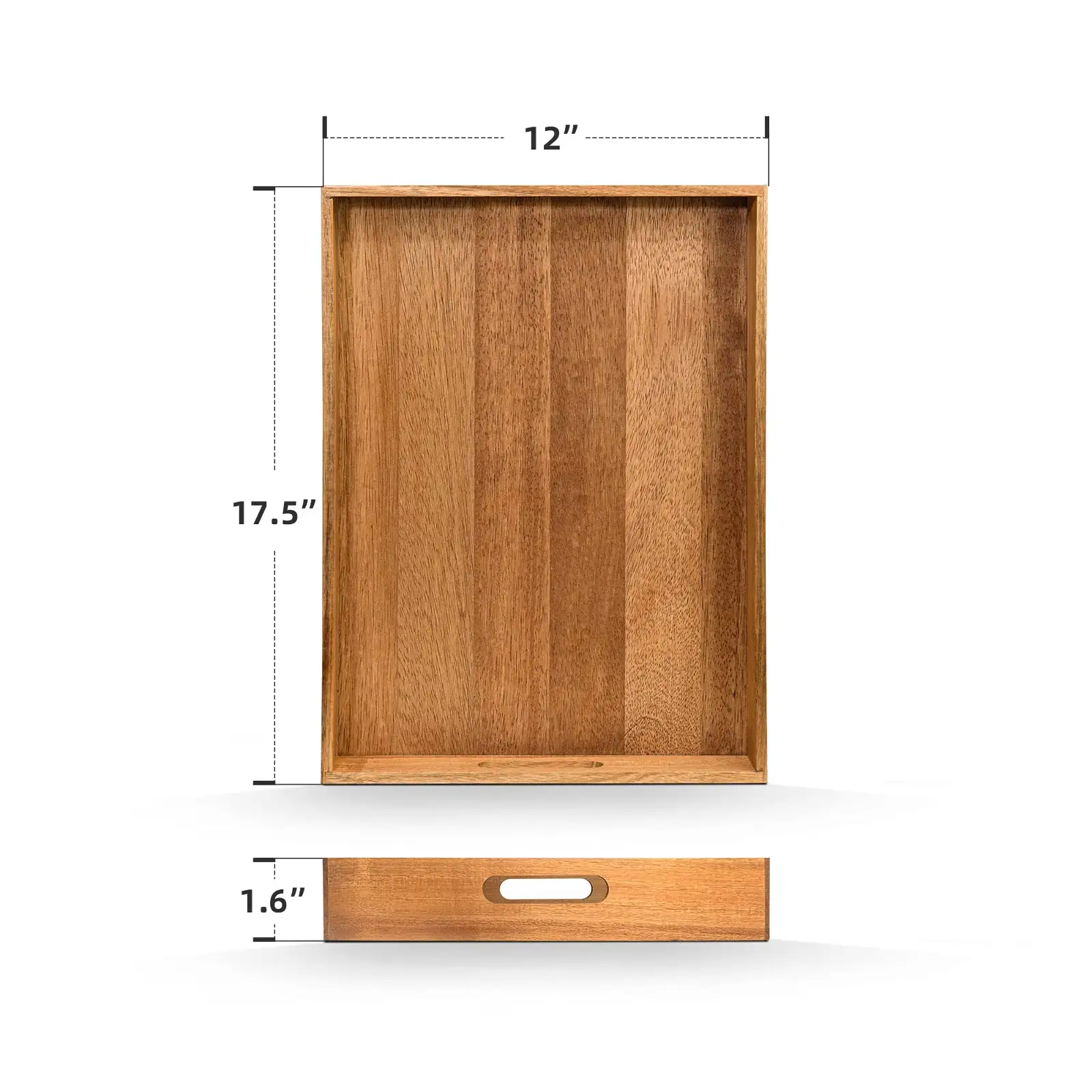 Acacia Wood Serving Tray with Handles (17 Inches) features