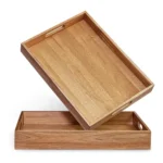 Acacia Wood Serving Tray with Handles (17 Inches)