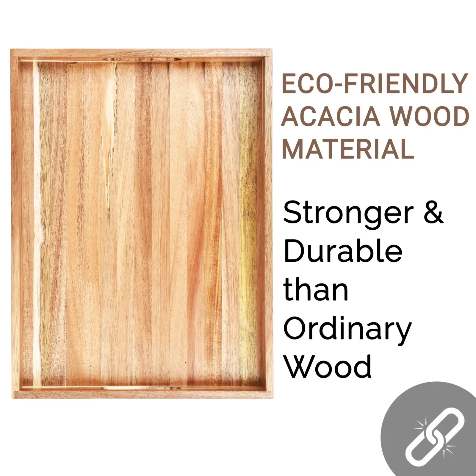 Acacia Wood Serving Tray with Handles (17 Inches) texture