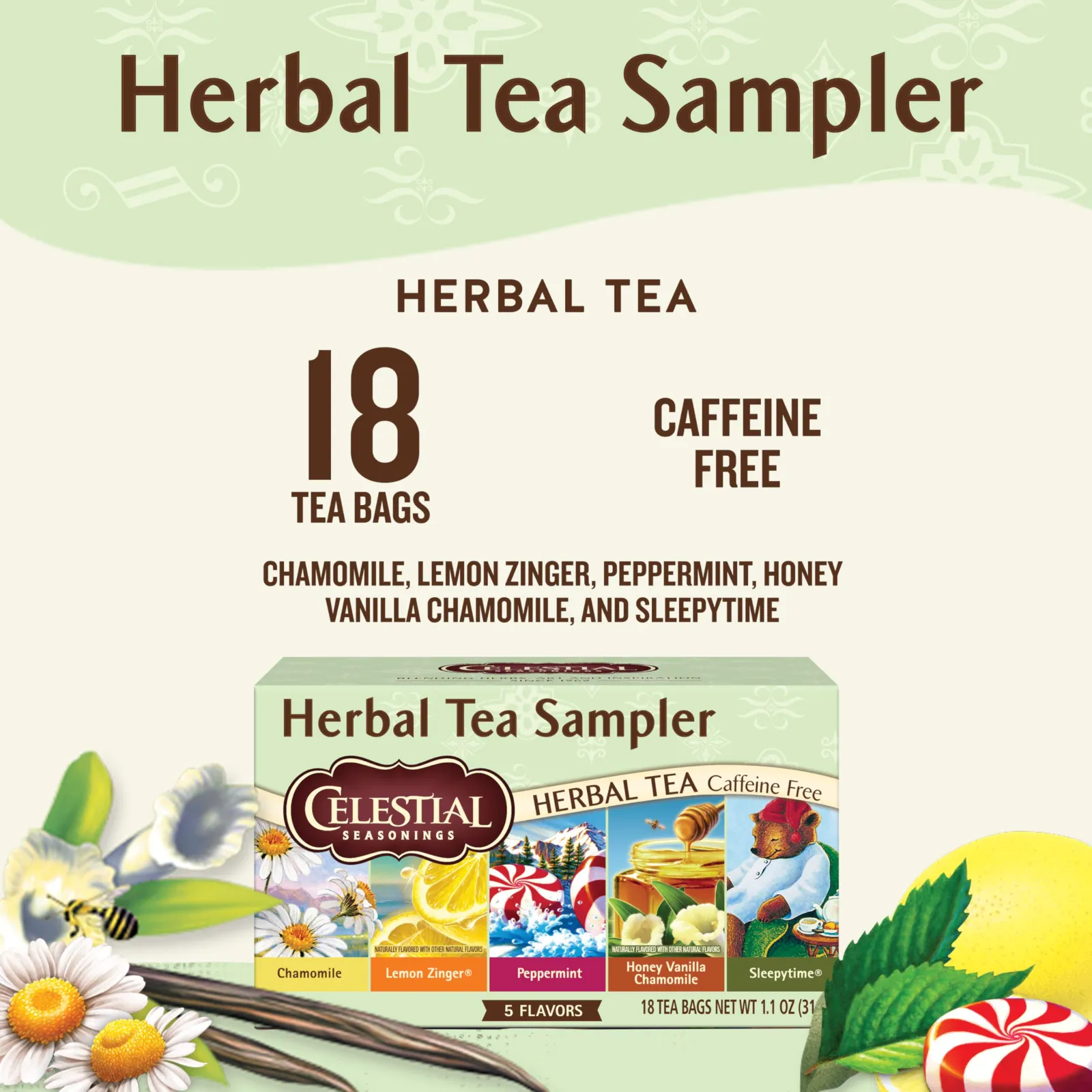 Celestial Seasonings Herbal Tea Sampler Variety Pack showcase