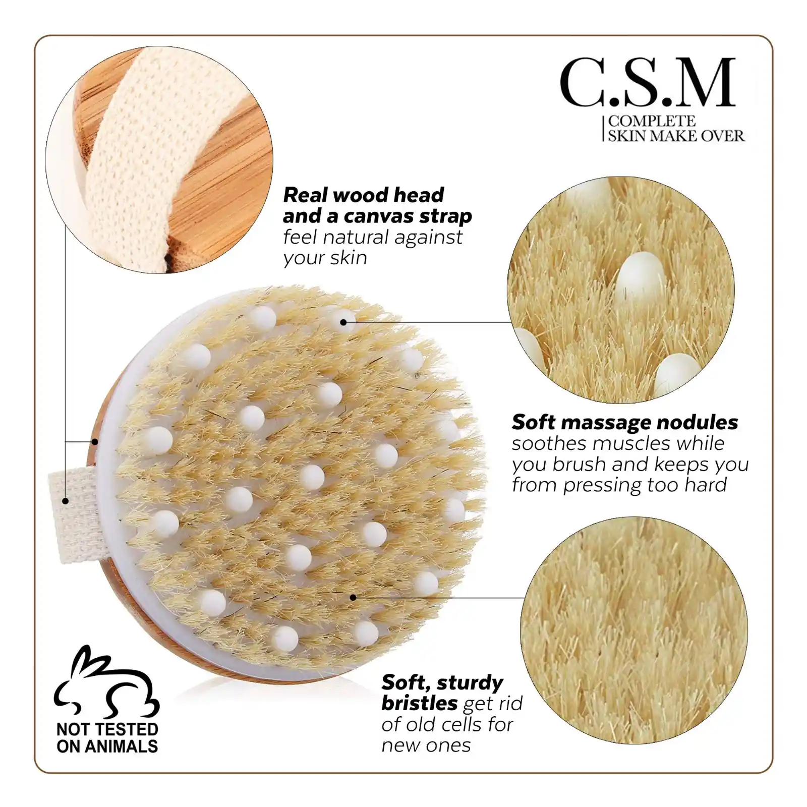 CSM Dry Brushing Body Brush for Lymphatic Drainage features