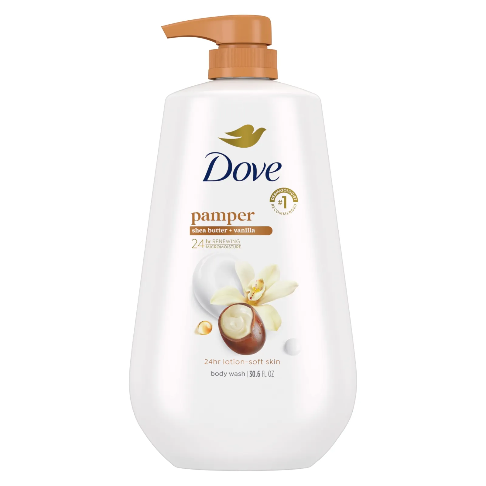 Dove Body Wash with Pump Pamper Shea Butter detail
