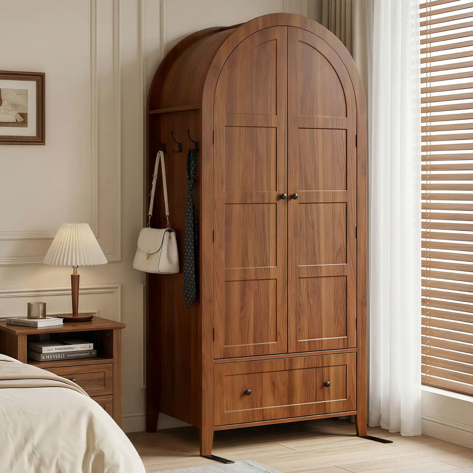 Einhomn Armoire Wardrobe Closet with Drawer & 2 Arched Doors review