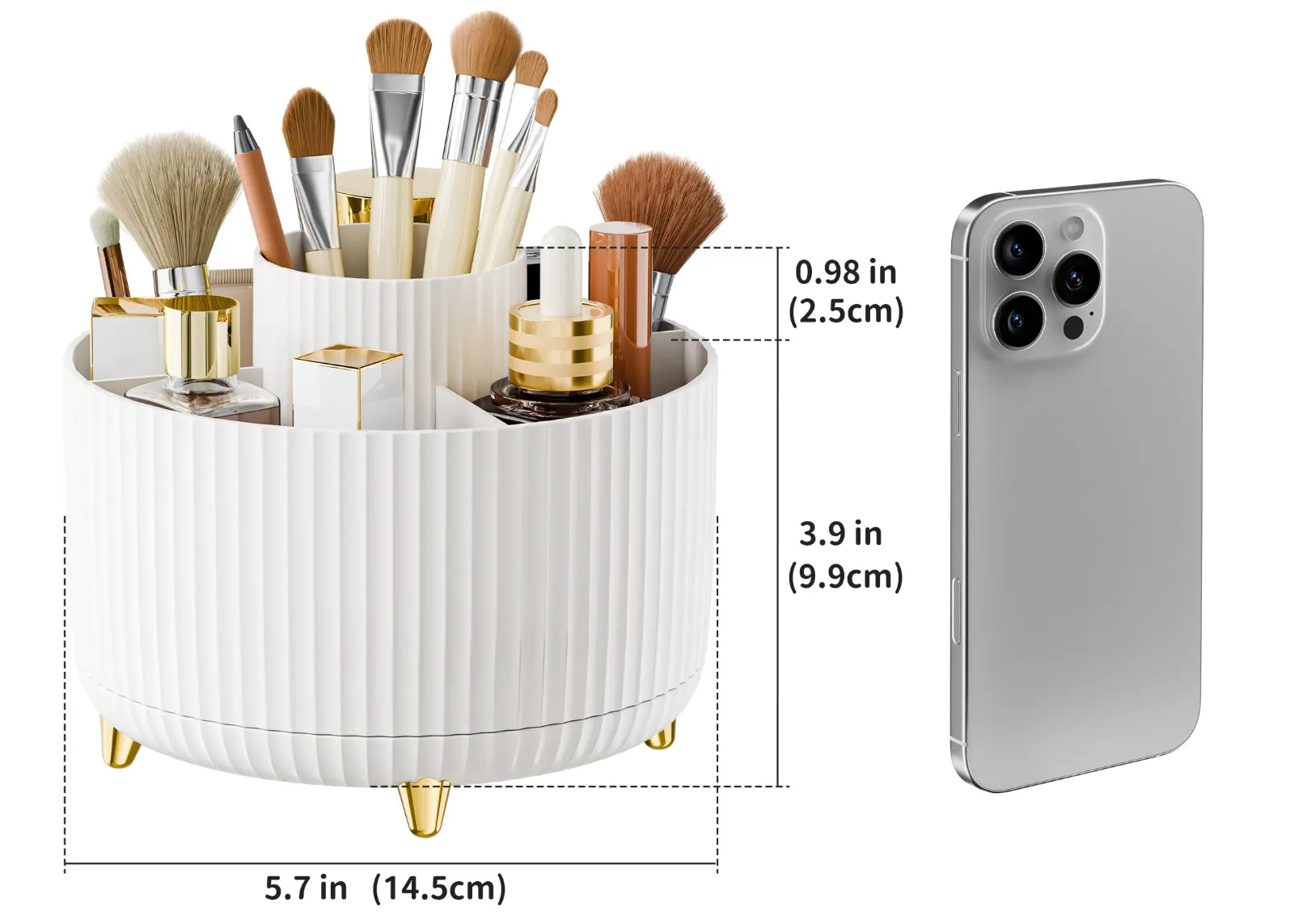 Fanado 360° Rotate Makeup Brush Holder Organizer detail