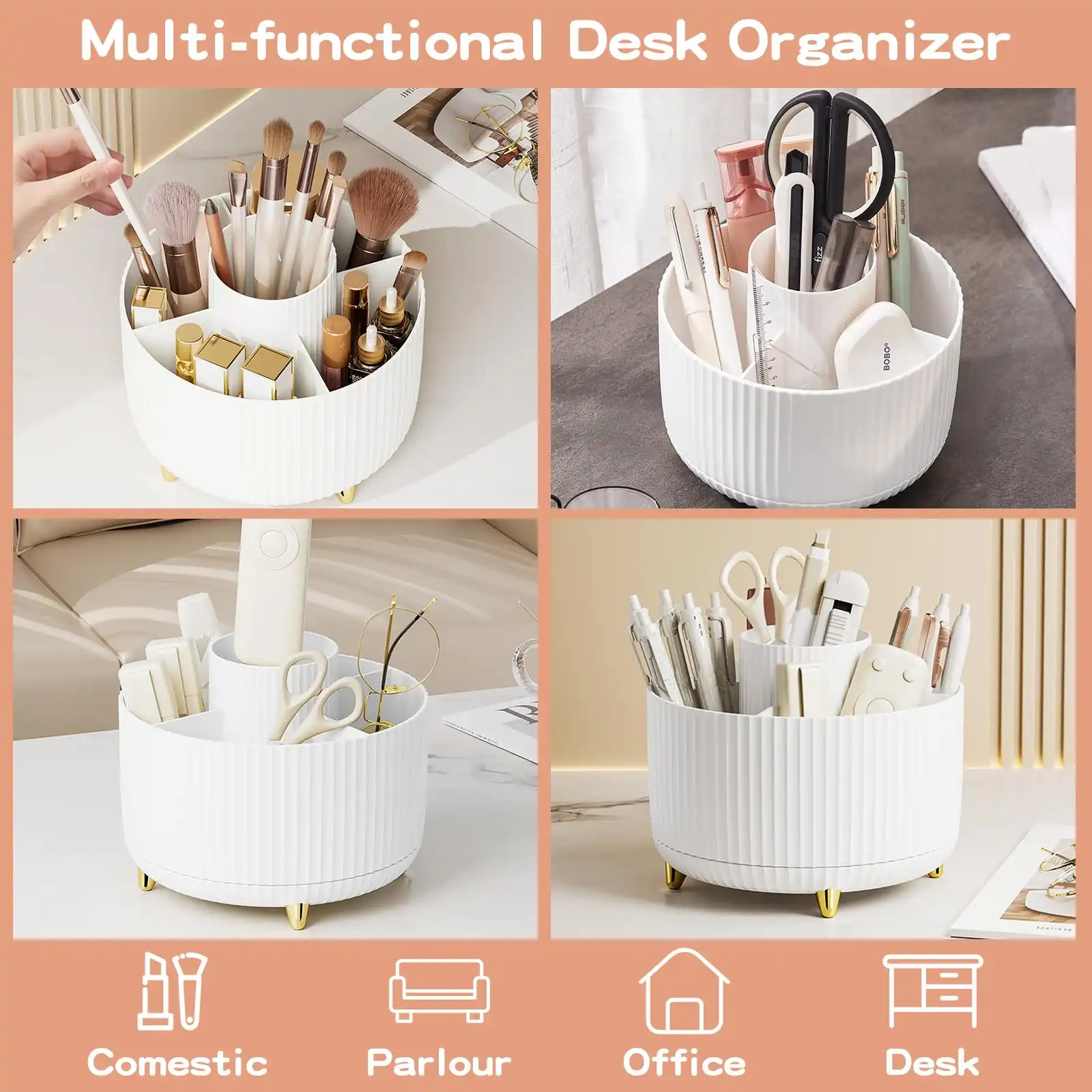 Fanado 360° Rotate Makeup Brush Holder Organizer features