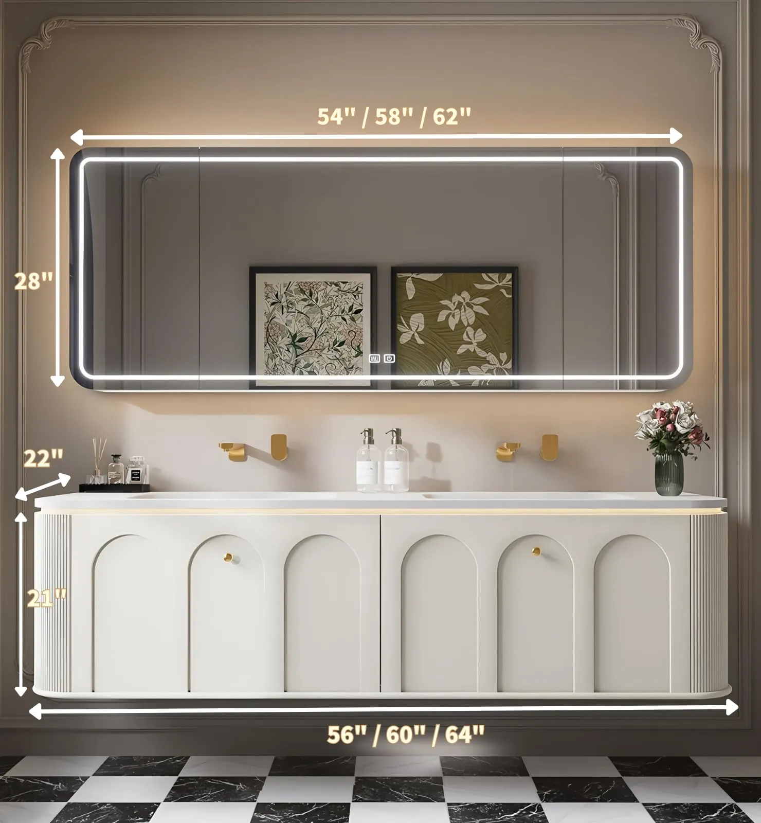 Floating Bathroom Vanity with Double Sink detail