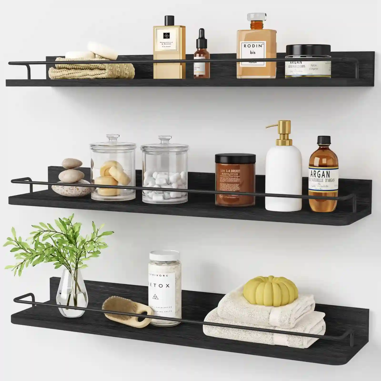 Forbena Gold Floating Shelves for Wall Decor Set of 3 unboxing