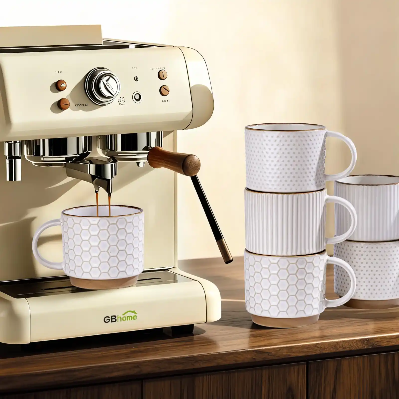GBHOME 12OZ Stackable Coffee Mugs features