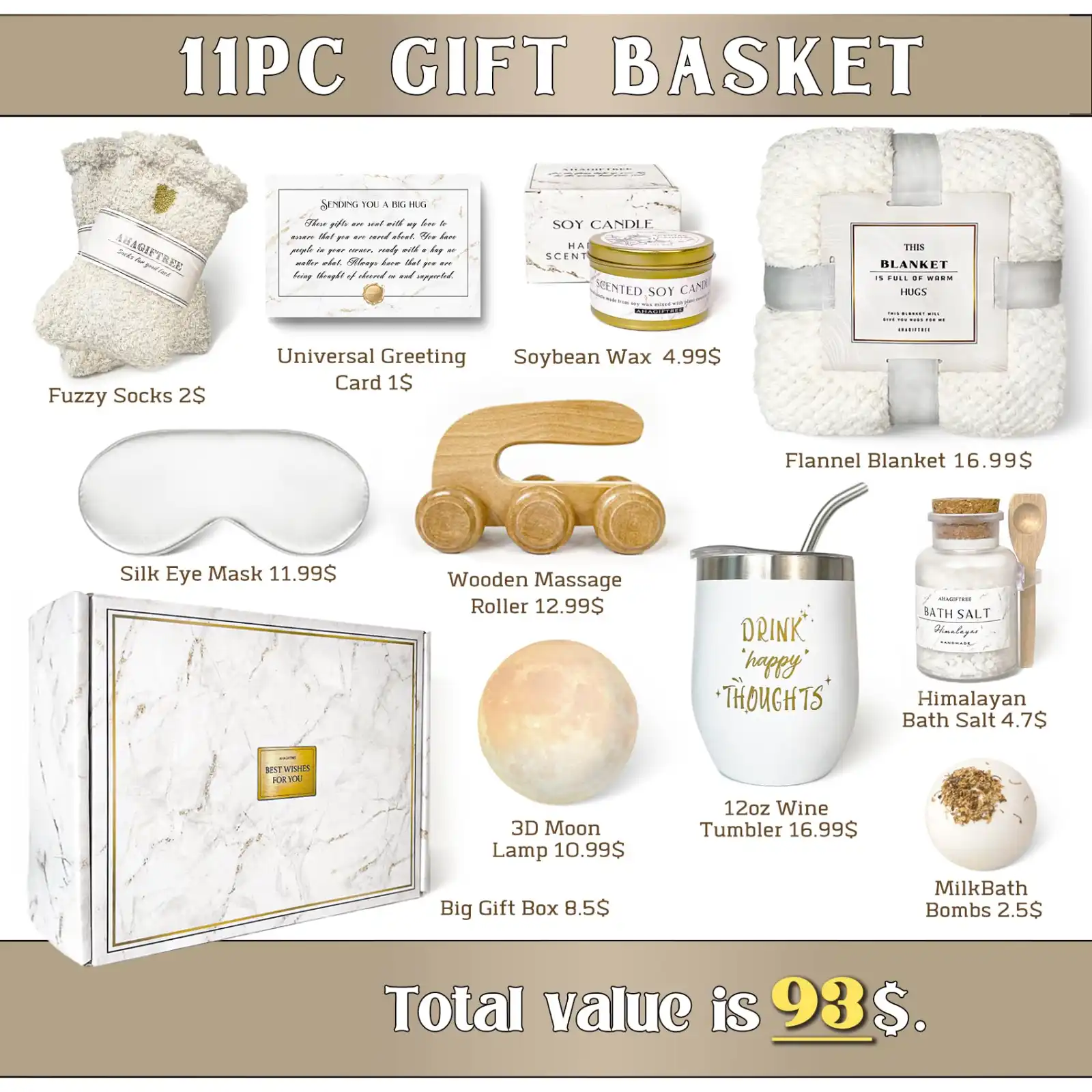 Gift Baskets for Women,11PC Care Package with Moon Lamp showcase