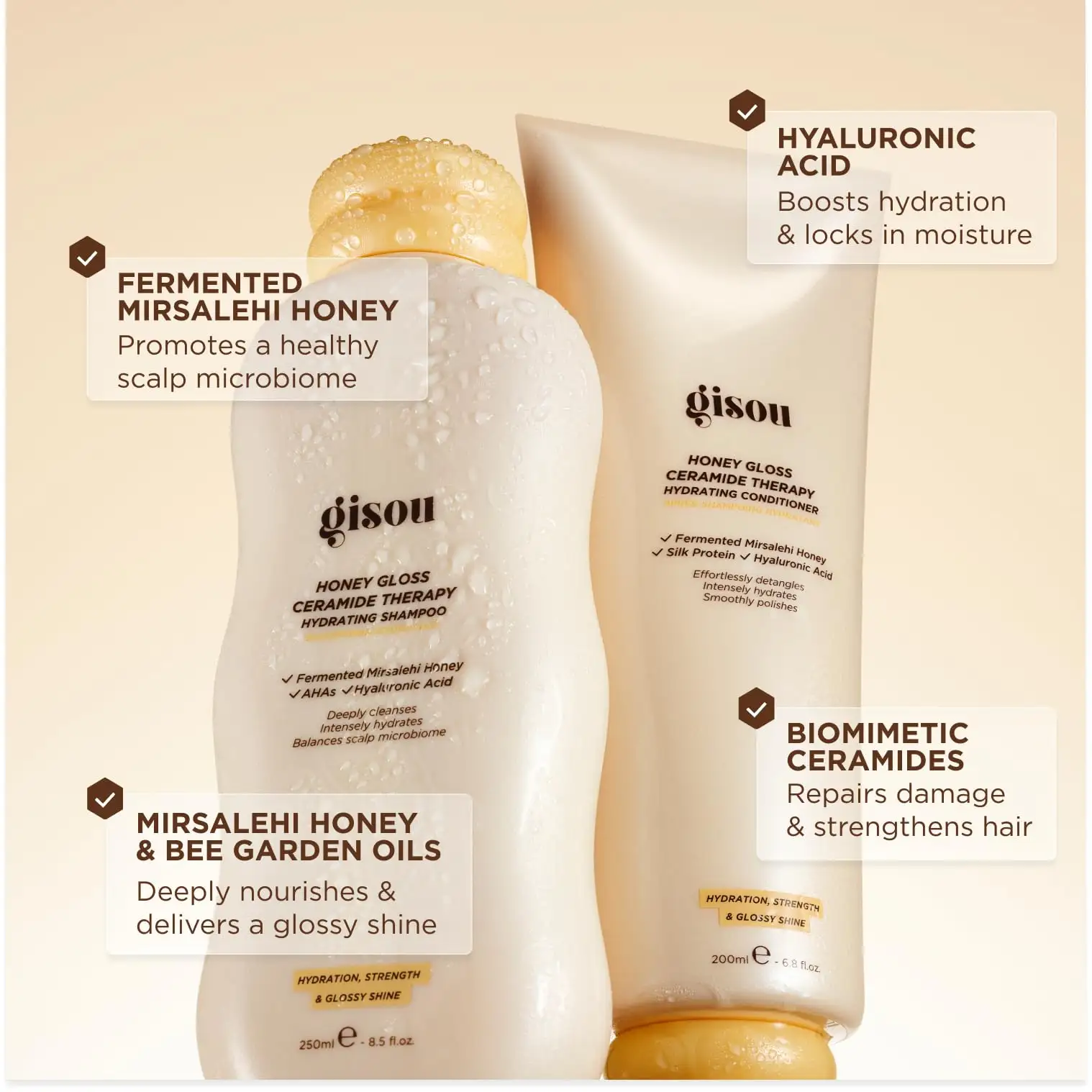 Gisou Honey Gloss Hair Therapy Trio – Mini Shampoo, Hair Mask and Conditioner showcase