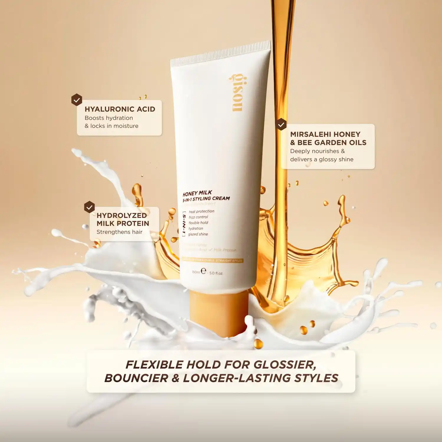 Gisou Honey Milk 5-in-1 Styling Cream features