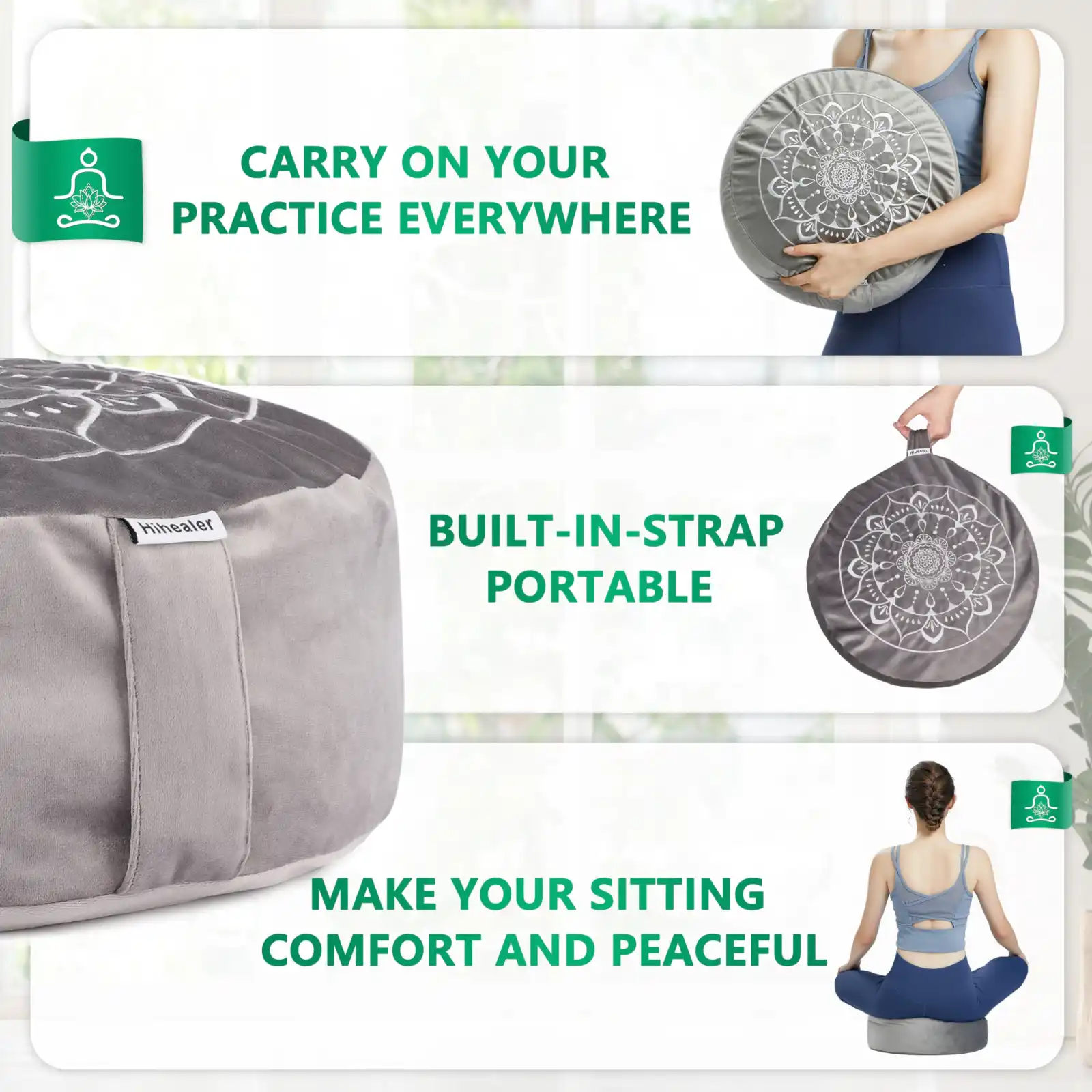 Hihealer Meditation Cushion, Traditional Tibetan Meditation Pillow Velvet Cover features