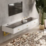 IEO 47″ Floating Vanity Makeup Table,Wall Mounted Desk with 3 Drawers