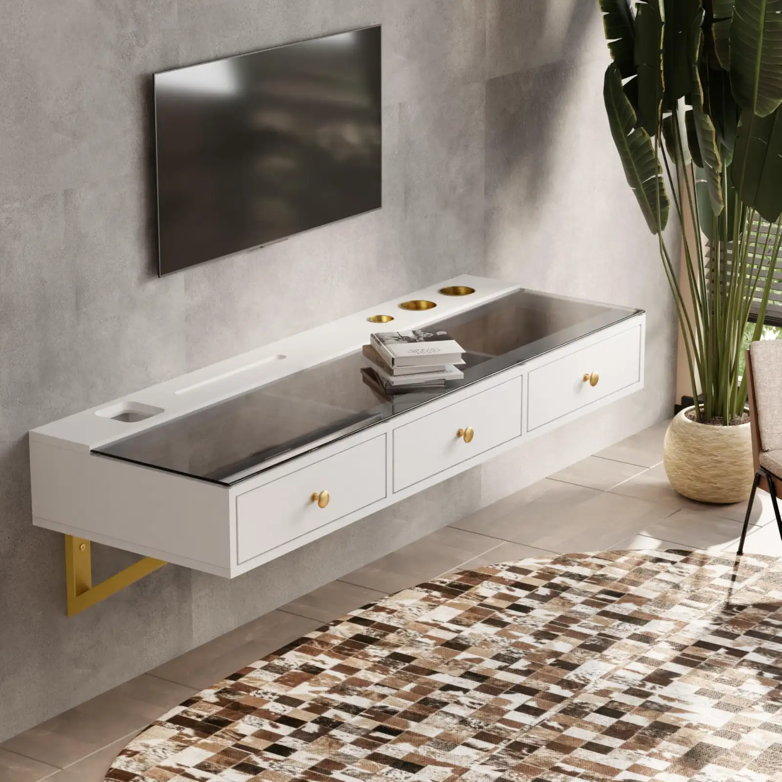 IEO 47″ Floating Vanity Makeup Table,Wall Mounted Desk with 3 Drawers review