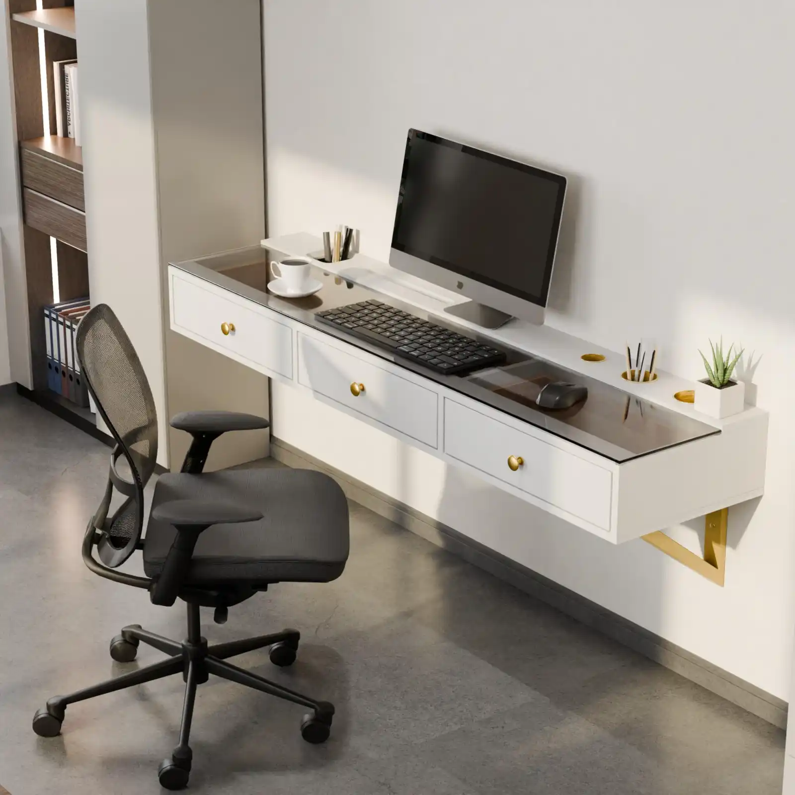 IEO 47″ Floating Vanity Makeup Table,Wall Mounted Desk with 3 Drawers unboxing