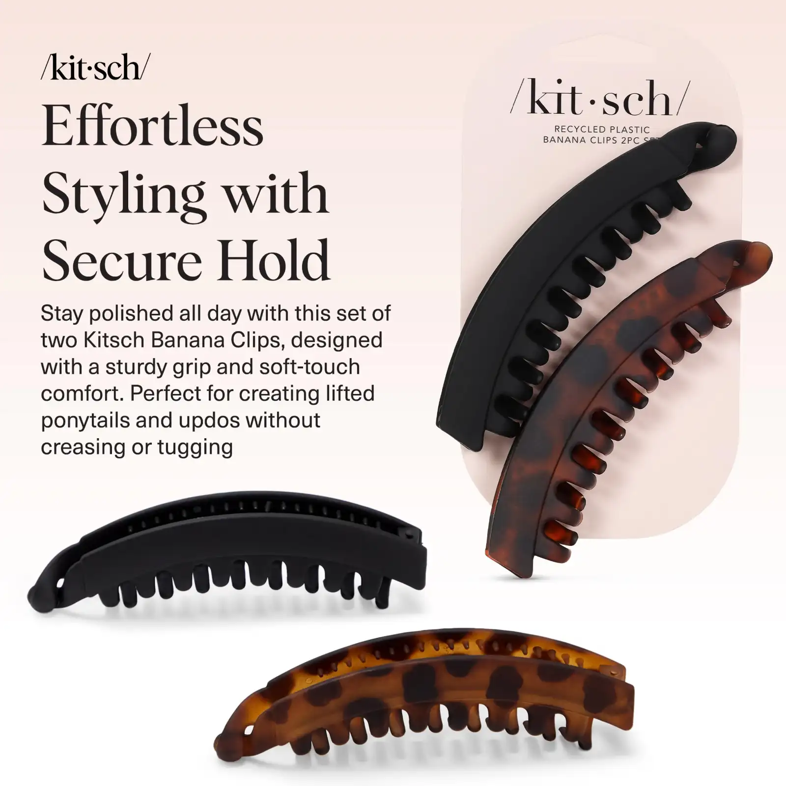 Kitsch Banana Clips For Women – Retro 80s Style texture
