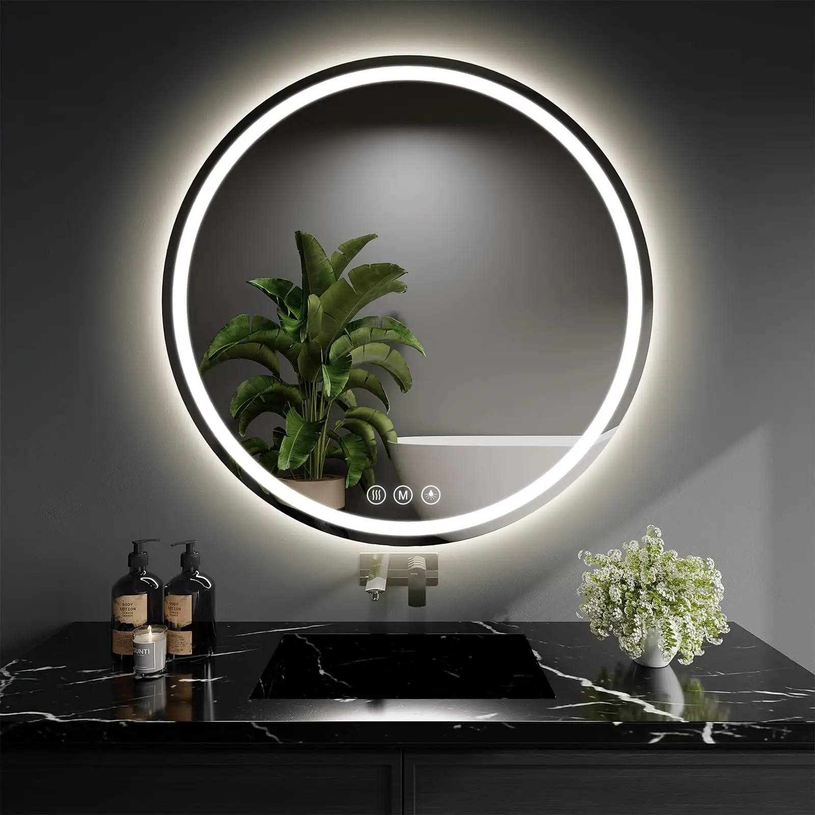 LED Bathroom Mirror 28 Inch Round Mirror with Lights review