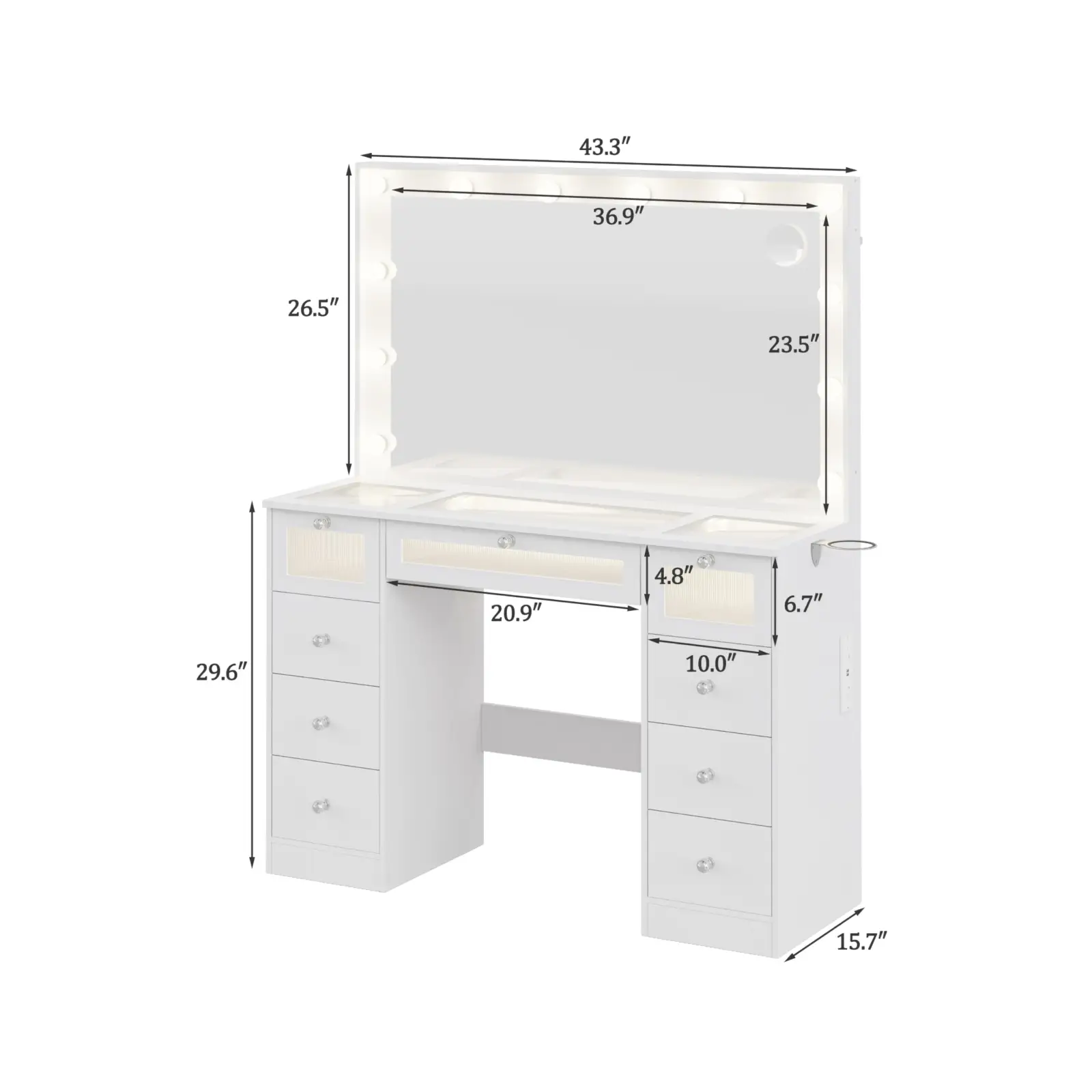 Makeup Vanity Desk with LED Lights and Large 36.9’’ Mirror detail