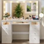 Makeup Vanity Desk with LED Lights and Large 36.9’’ Mirror