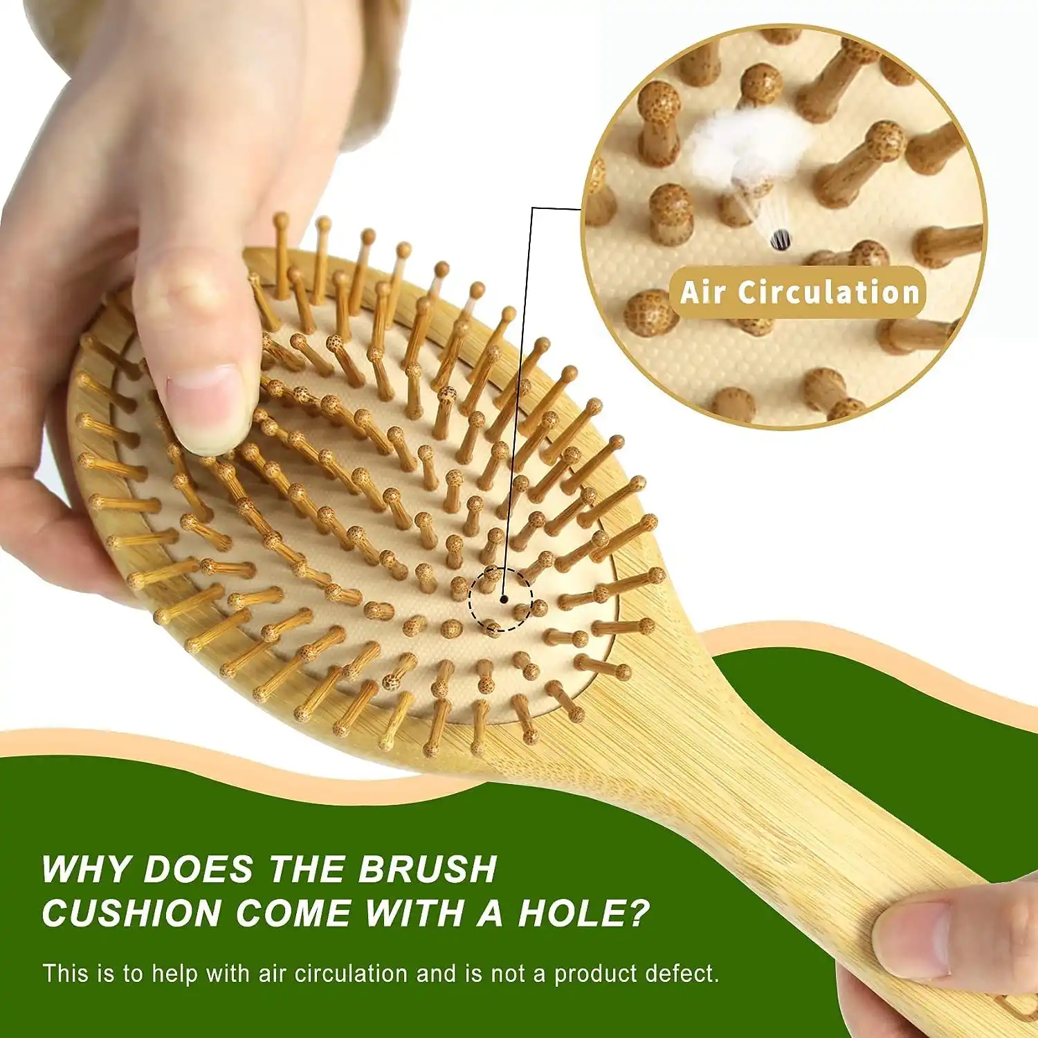 MRD Hair Brush Set, Natural Bamboo Comb Paddle detail