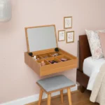 Small Vanity Desk Dressing Table with Mirror & Chair