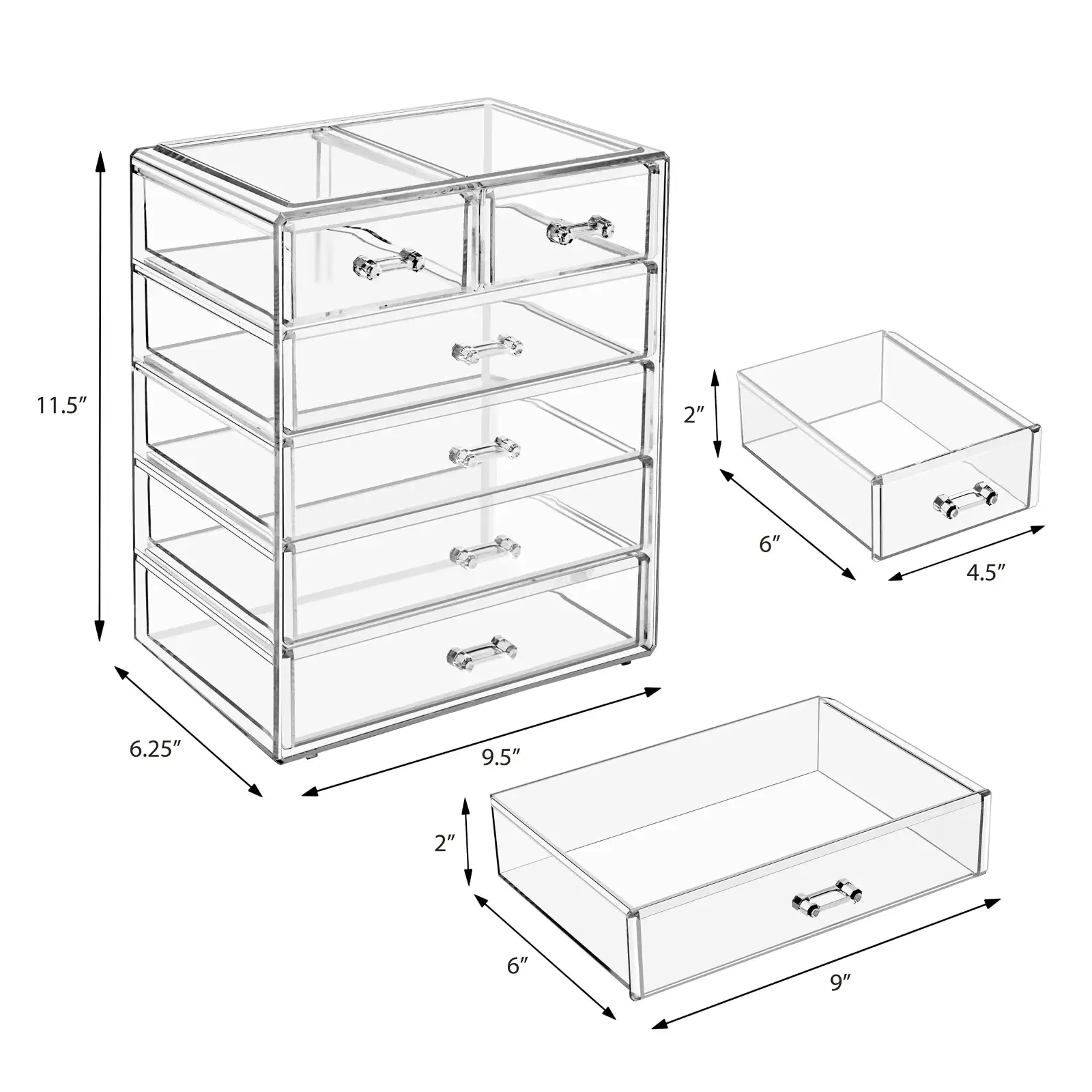 Sorbus Acrylic Makeup Organizer Set, 6-Drawer features