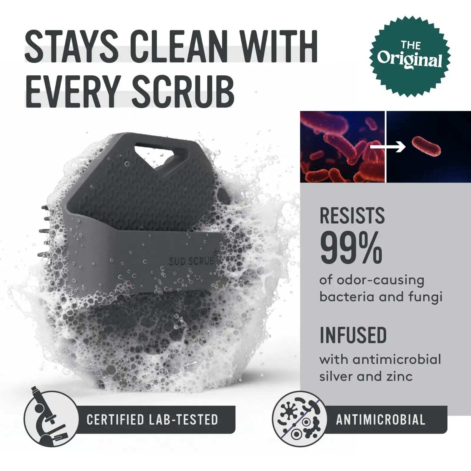 Sud Scrub Antimicrobial Silicone Body Scrubber showcase