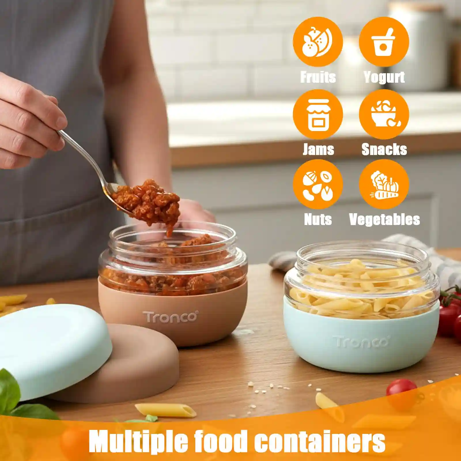 Tronco 16 oz Glass Food Storage Containers with Lids features