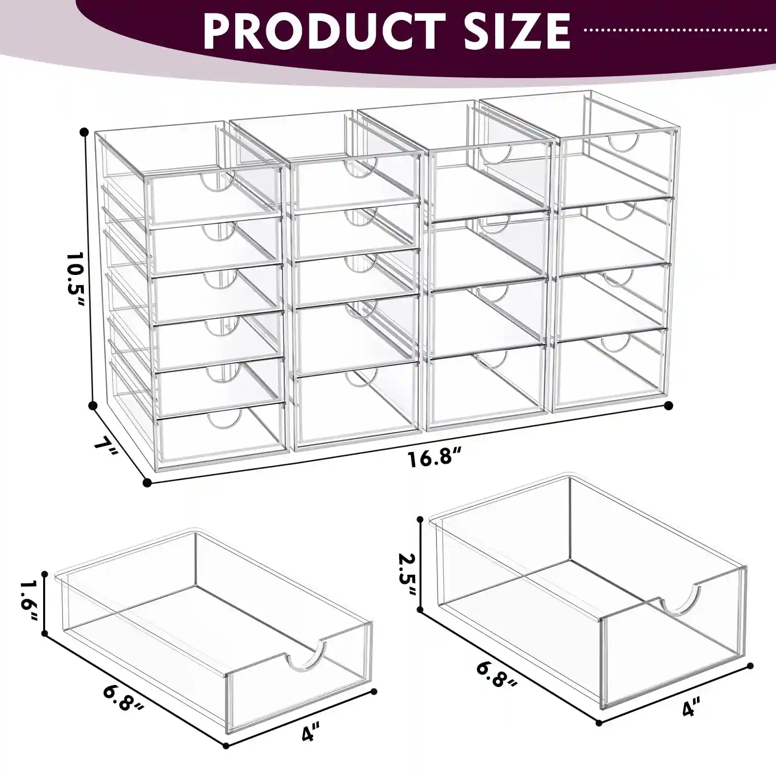 YFXCVSL Acrylic Makeup Organizer with 19 Drawers showcase