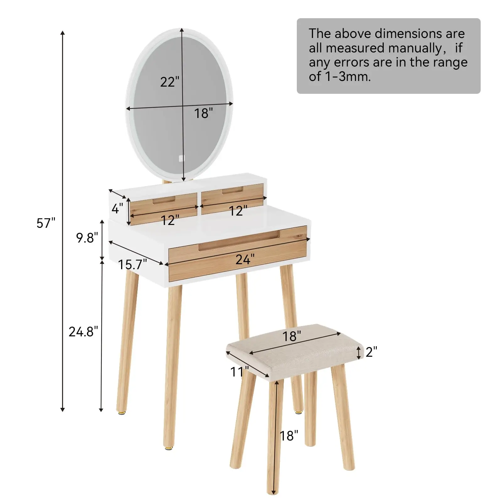 YOURLITE Small Makeup Vanity Desk with Lights features