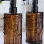 17 OZ Sunflower Embossed Glass Soap Dispenser