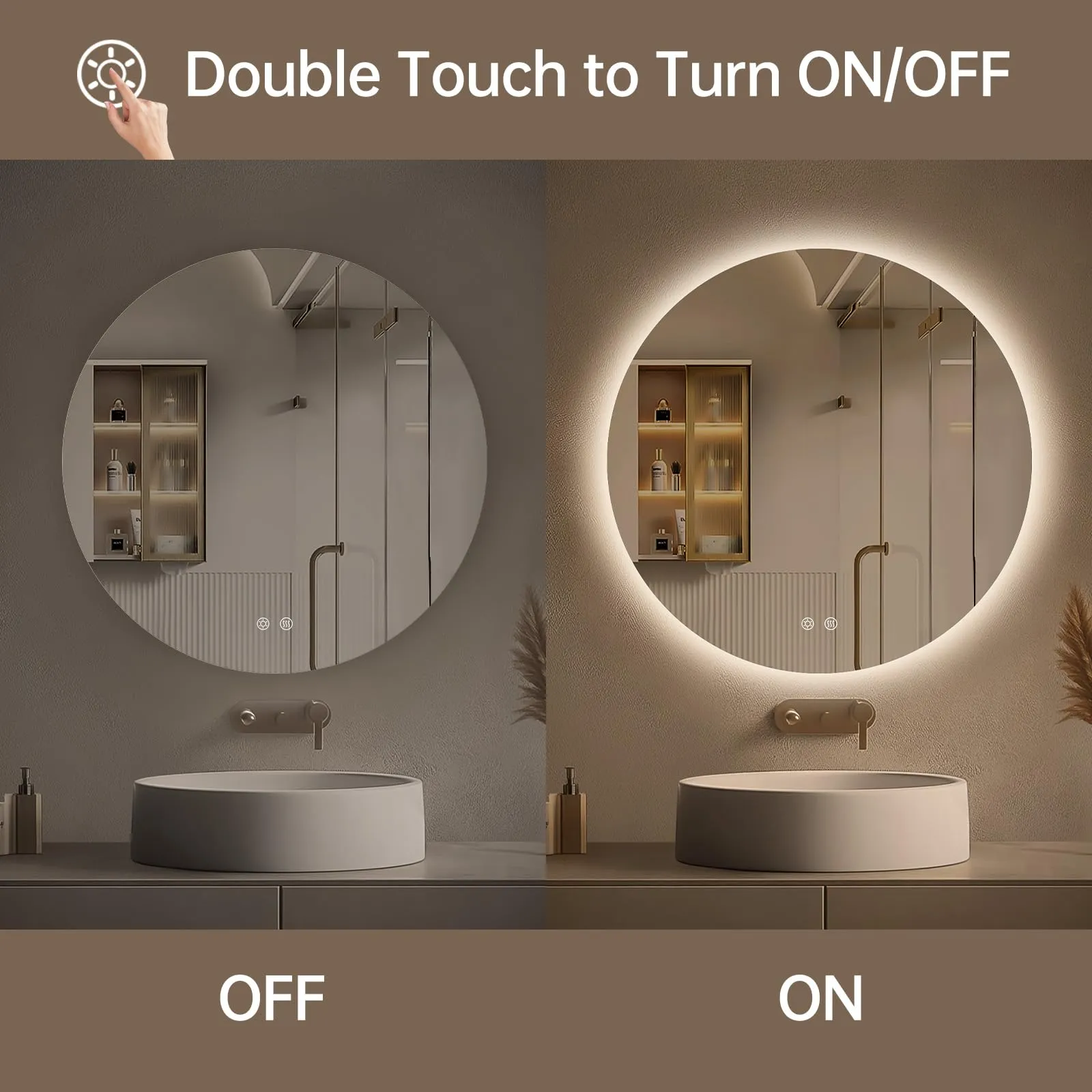 30 Inch Round Backlit Bathroom Mirror with Lights showcase