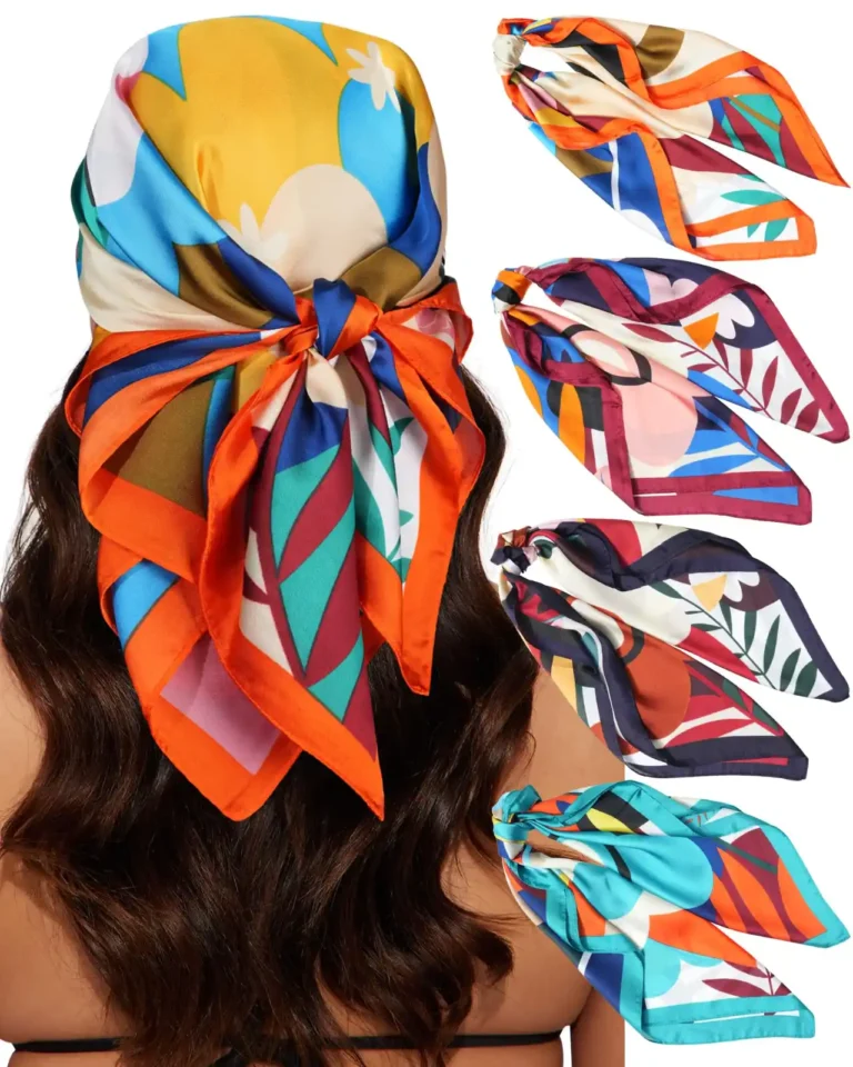 4 PCS 27.5 Inches Satin Head Scarf Silk Scarf review