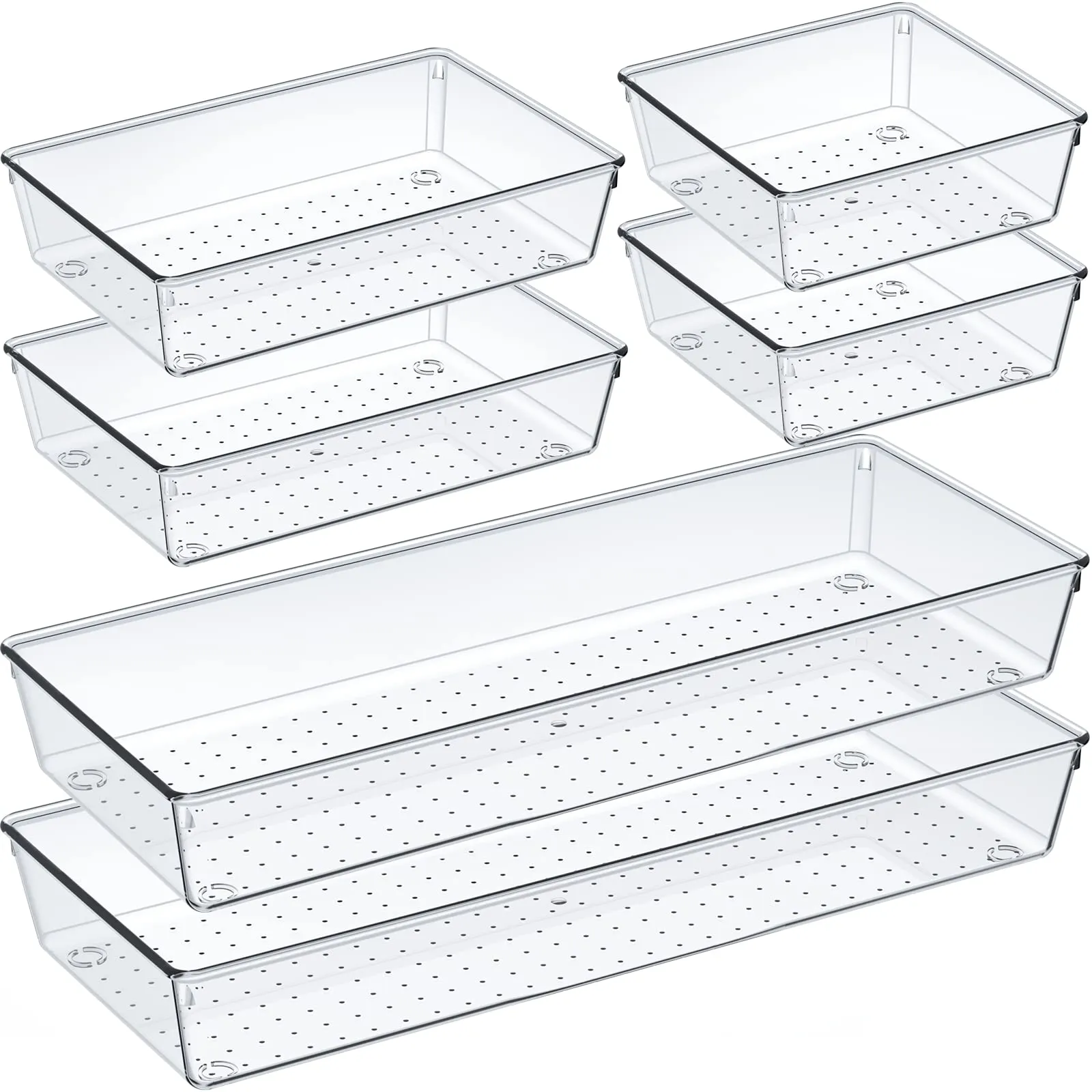 6 Pcs Large Size Clear Drawer Organizer Set review
