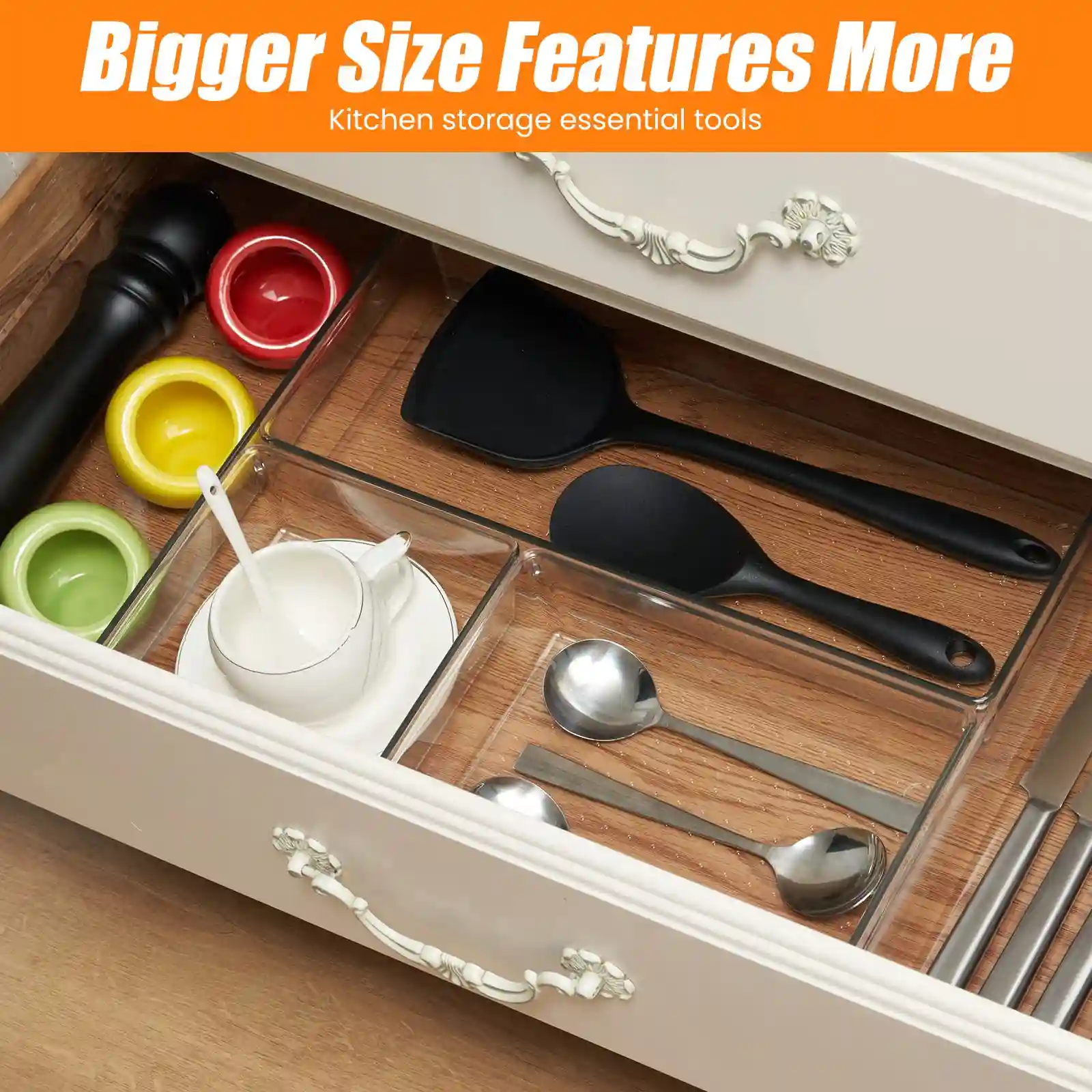 6 Pcs Large Size Clear Drawer Organizer Set unboxing